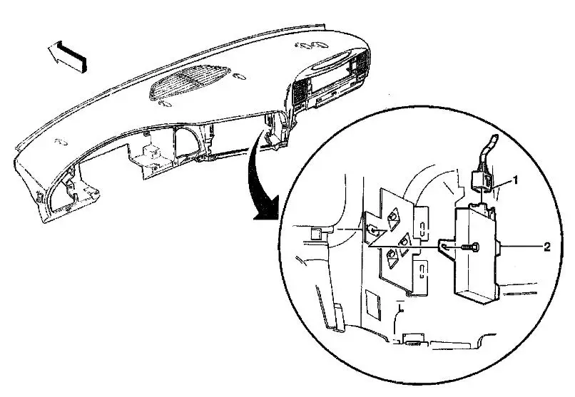 1998-1999 Chevrolet Astro, GMC Safari EVO/Passlock Module Location 2
