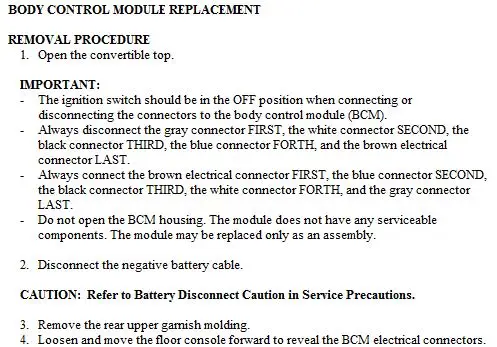 2005 Chevrolet SSR BCM Location