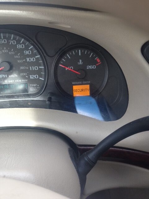 The Impala dashboard with the orange SECURITY warning illuminated