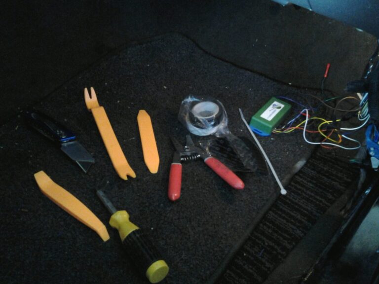 The hand tools, trim removers and electrical tape Wendell needed for the Colorado install
